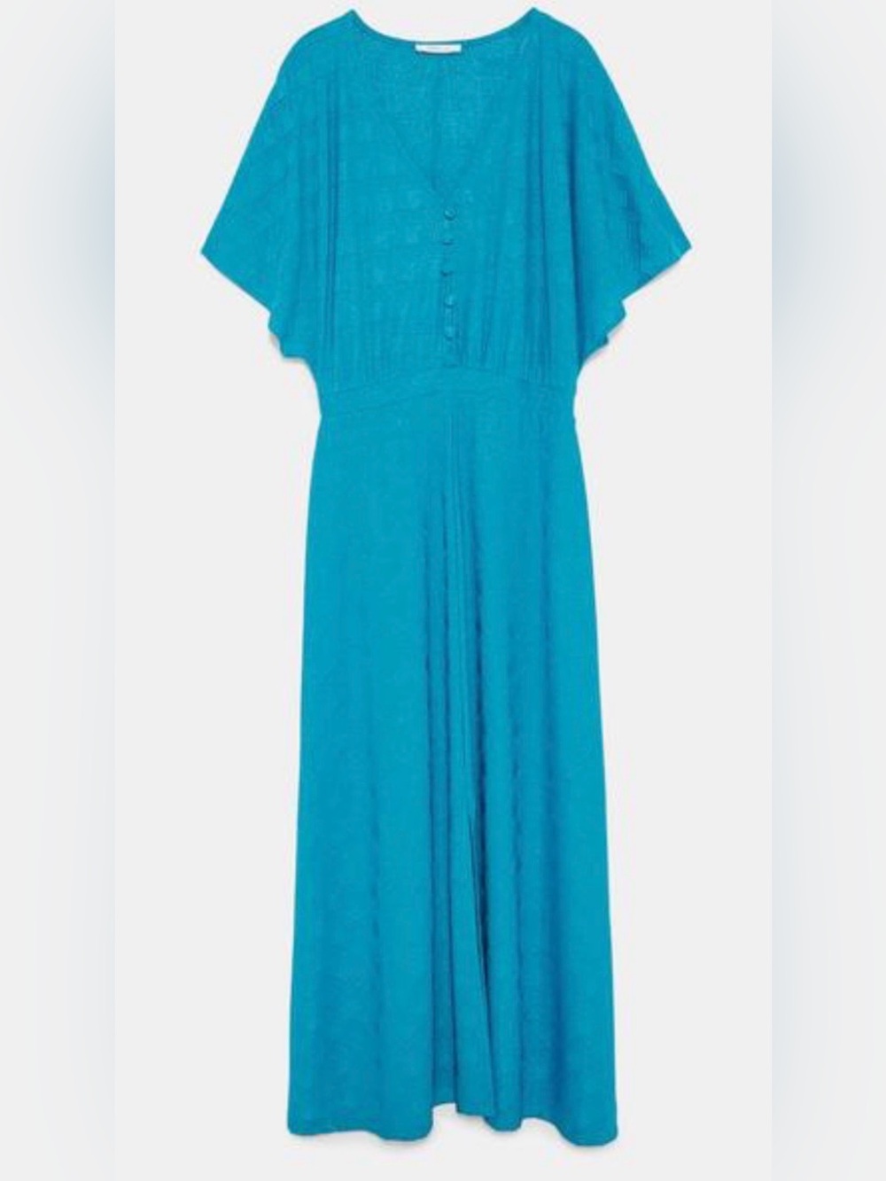 Zara Turquoise V-Neck Midi Dress